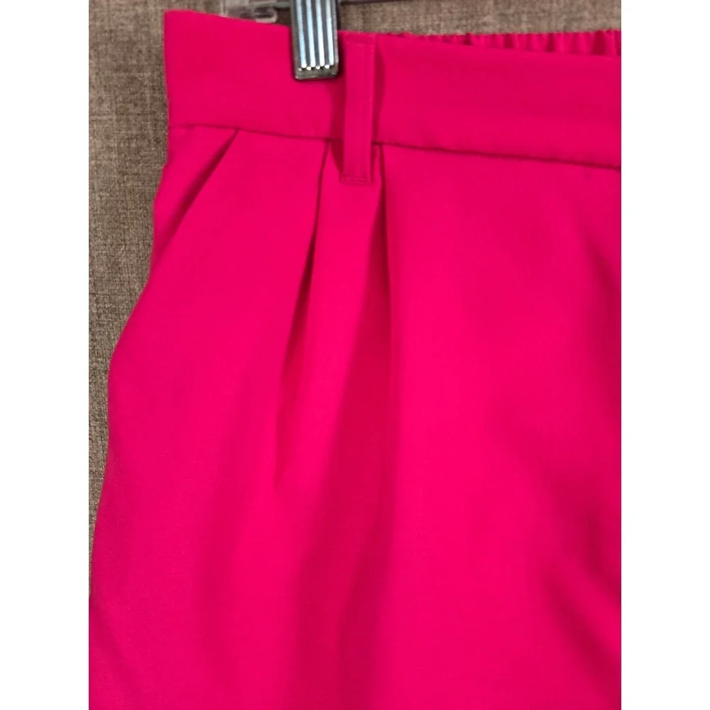 Love Tree Hot Pink Pleated High Waist Shorts Womens Large 6892PH Elastic Back